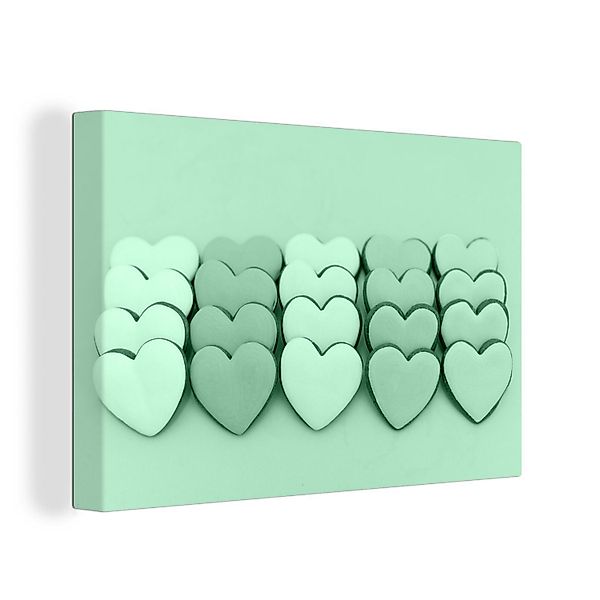 OneMillionCanvasses® Leinwandbild Mintgrüne Herzen, Fotodruck (1 günstig online kaufen
