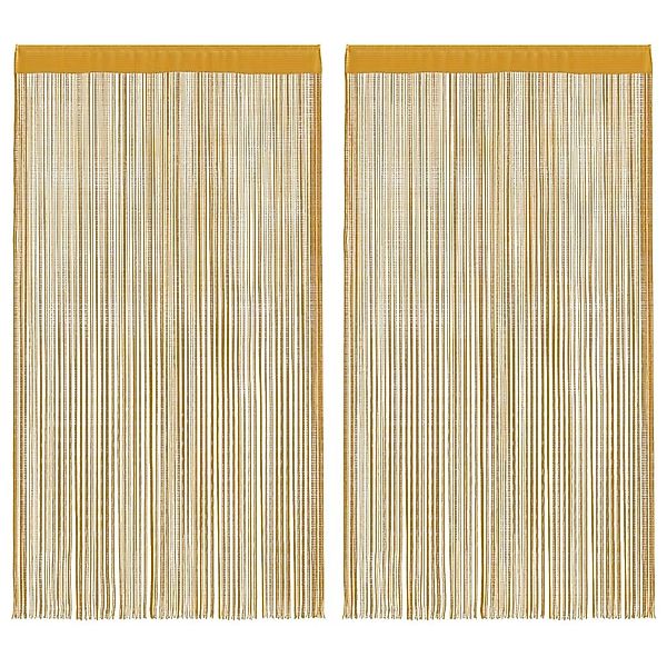 vidaXL Vorhang Fadenvorhänge 2 Stk. Golden günstig online kaufen