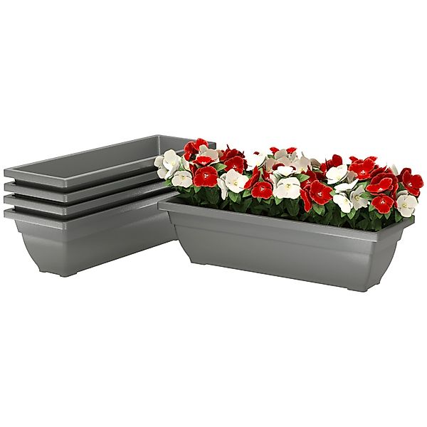 Outsunny Pflanztöpfe Kunststoff  5er Set Blumentopf aus Kunststoff Grau günstig online kaufen