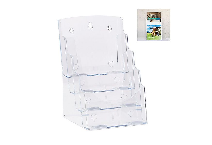 relaxdays Zeitungsständer Prospekthalter A4 / DIN Lang 4 Etagen günstig online kaufen