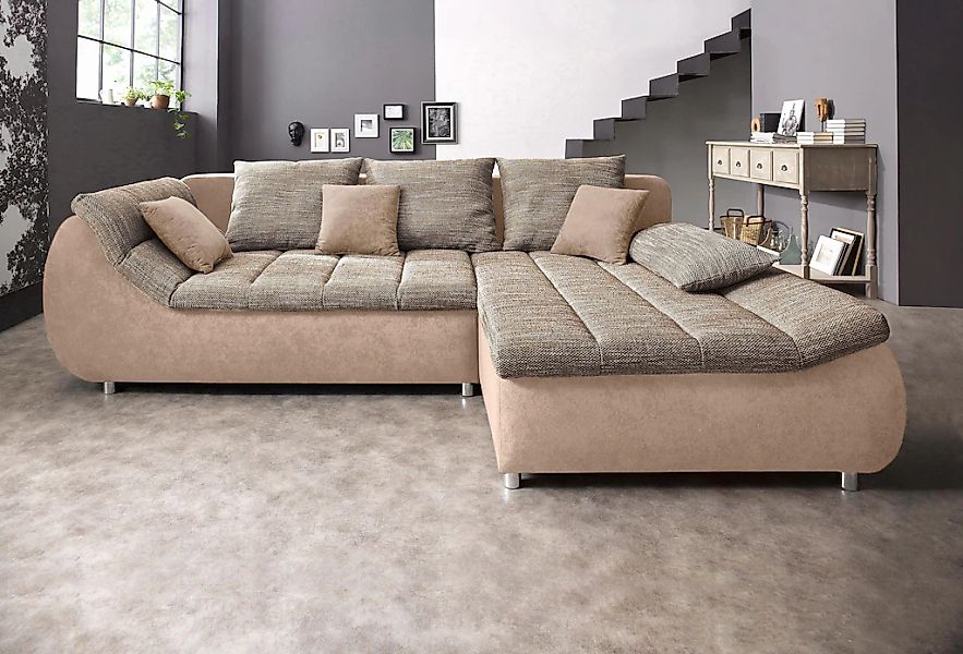 INOSIGN Ecksofa "Imola elegant und bequem, aktuelle Steppung im Sitz, L-For günstig online kaufen