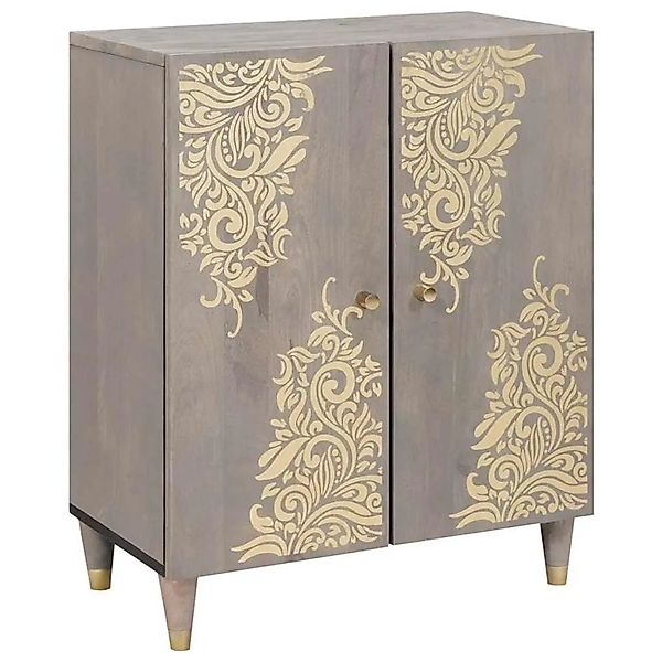 vidaXL Sideboard Grau und Gold 60 x 33 x 75 cm Massivholz Mango 4018774 günstig online kaufen