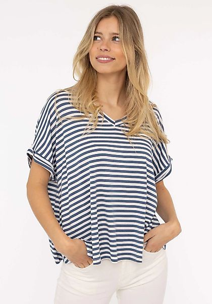 Zwillingsherz T-Shirt ""Maritime Streifen"", One Size, Kurzarm, V-Ausschnit günstig online kaufen