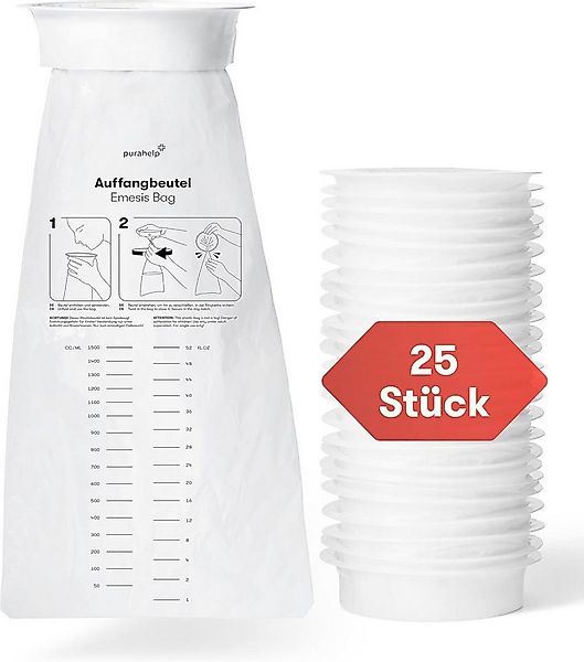 Purahelp Spucktuch Spuckbeutel 1500 ml (25 Stück) - Kotzbeutel mit Ring, (P günstig online kaufen