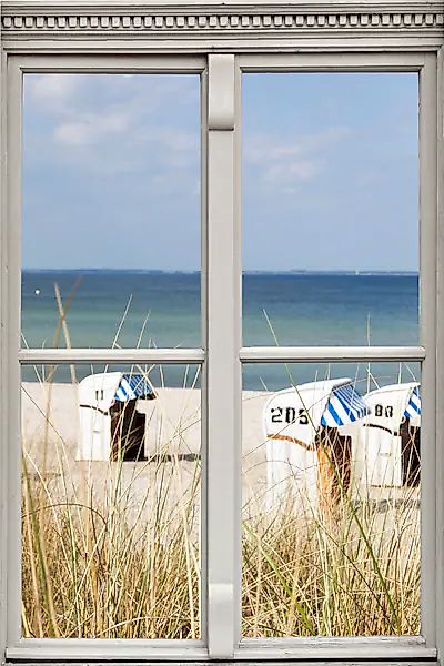 queence Wandsticker »Strandkörbe« Wandsticker, Wandbild, selbstklebend, 3D, günstig online kaufen