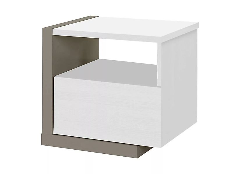 Nachttisch skandinavisch mit 1 Schublade - Weiß & Taupe - NAPOLI günstig online kaufen