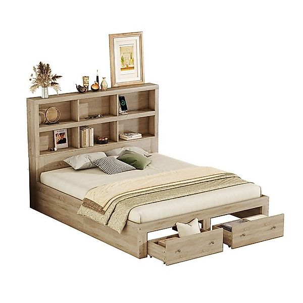 REDOM Bett Kingsize-Plattformbett, Gästebett, Lagerungsbett, Doppelbett (mi günstig online kaufen