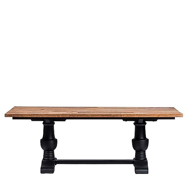 Esszimmer Tisch in Teakfarben und Schwarz Vintage Look günstig online kaufen