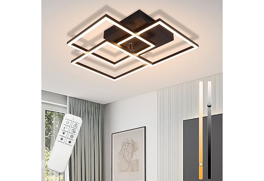 Nettlife LED Deckenleuchte Wohnzimmer Schwarz Dimmbar Eckig Modern 36W mit günstig online kaufen