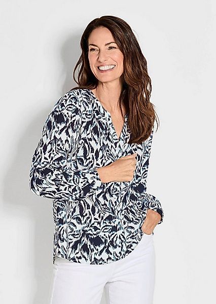 GOLDNER Schlupfbluse Florale Druckbluse mit V-Ausschnitt Viskosebluse mit S günstig online kaufen