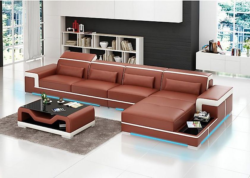 JVmoebel Sofa Ledersofa Couch Wohnlandschaft Ecksofa Eck Garnitur Design Mo günstig online kaufen