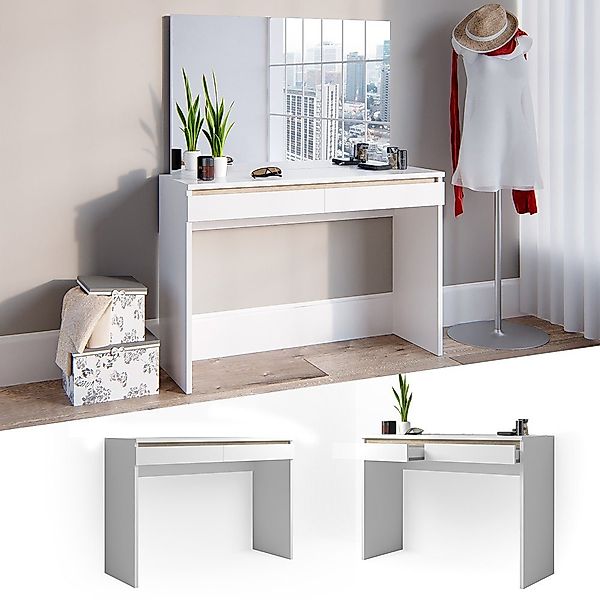 Vicco Schminktisch Emma, Weiß/Sonoma, 120 cm günstig online kaufen