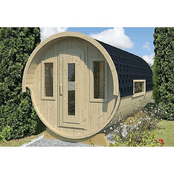 Alpholz Gartenhaus DeLuxe 446 Satteldach 235 cm x 446 cm Hellbraun günstig online kaufen