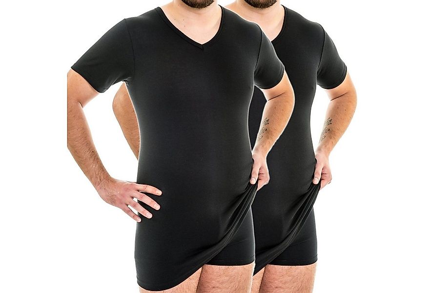 HERMKO Unterziehshirt 164887 2er Pack Extralanges Herren Shirt mit V-Aussch günstig online kaufen