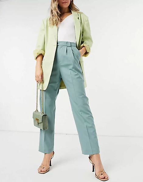 & Other Stories – Gerade geschnittene Hose mit hoher Taille in Grün günstig online kaufen