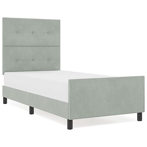 vidaXL Bett Bettgestell Hellgrau 90x200 cm Samt (1-tlg) günstig online kaufen