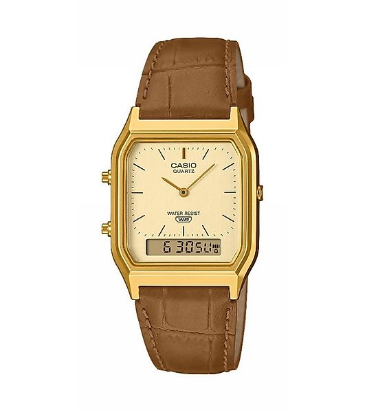 CASIO Quarzuhr Casio Unisex Uhr Edgy AQ-230EGL-9AEF Edelstahl, Leder, Gold günstig online kaufen