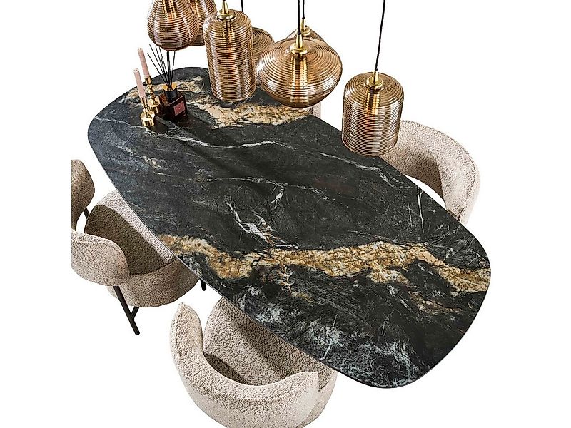 Vintagehaus Esstisch Retro Esstisch Organic Shape Keramikplatte Marmoroptik günstig online kaufen