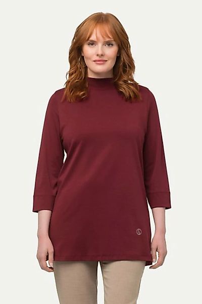 Ulla Popken Rundhalsshirt Pima-Cotton-Shirt A-line Stehkragen 3/4-Arm günstig online kaufen