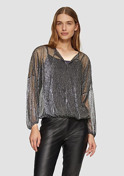 s.Oliver Langarmbluse Transparente Meshbluse mit Glitzergarn günstig online kaufen