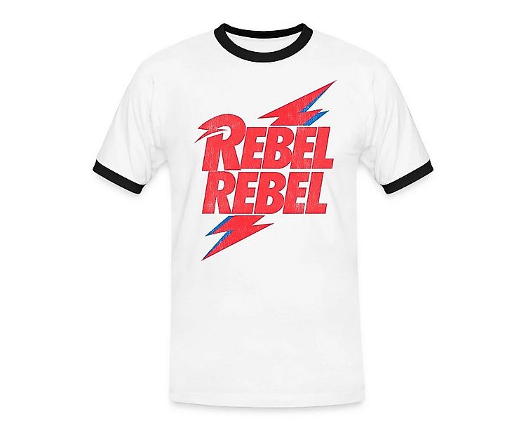 Spreadshirt T-Shirt David Bowie Rebel Rebel Mit Blitz Männer Kontrast T-Shi günstig online kaufen