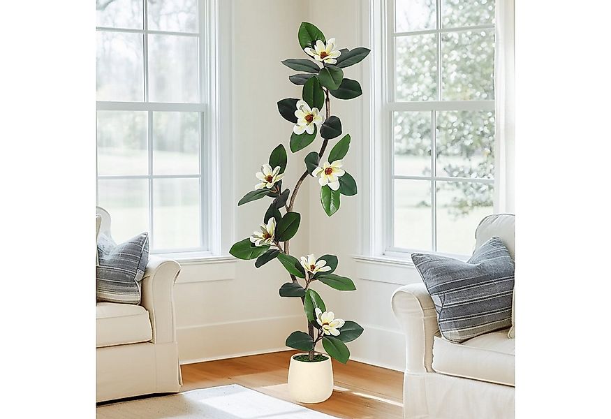Kunstbaum Künstlicher Magnolienbaum,realistische Kunstpflanze mit verstellb günstig online kaufen