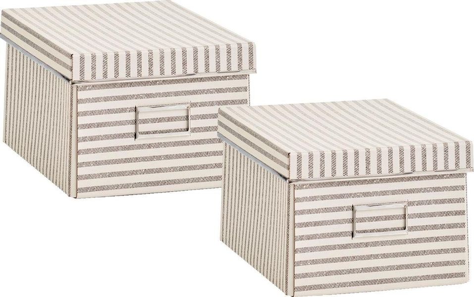Zeller Present Aufbewahrungsbox "Stripes" Pappe, beige günstig online kaufen