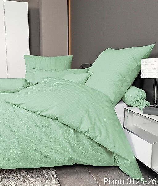 Janine Janine Mako-Soft-Seersucker Bettwäsche PIANO 0125 hellgrün Größe:  1 günstig online kaufen