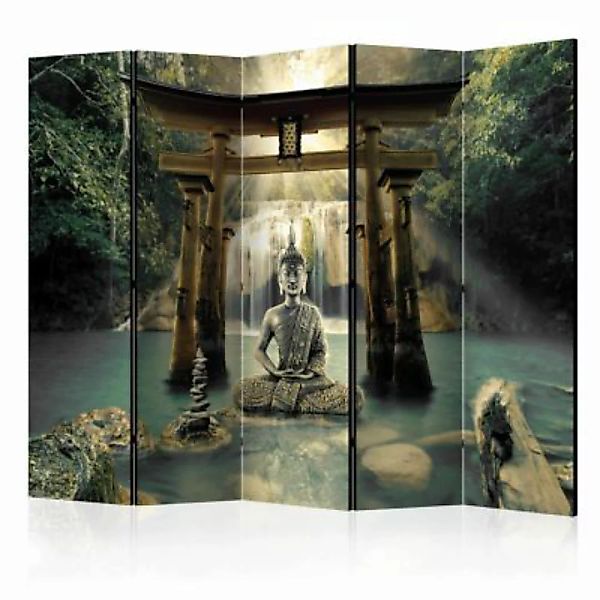artgeist Paravent Buddha Smile II [Room Dividers] grün-kombi Gr. 225 x 172 günstig online kaufen