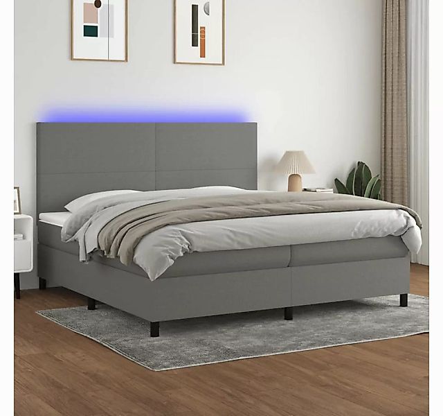 vidaXL Boxspringbett Boxspringbett mit Matratze LED Dunkelgrau 200x200 cm S günstig online kaufen