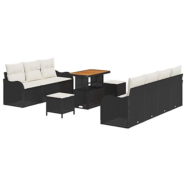 vidaXL 10-Teiliges Garten-Sofa-Set mit Kissen in Schwarz aus Poly Rattan un günstig online kaufen