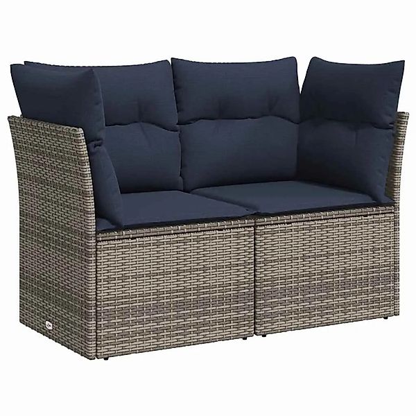 vidaXL Gartensofa mit Kissen Grau 124 x 62 x 69cm Poly-Rattan 366149 günstig online kaufen
