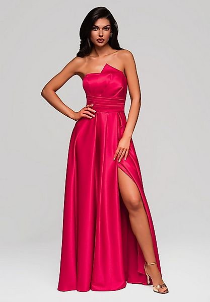 OMBRE Abendkleid Trägerloses Satinkleid mit hohem Schlitz günstig online kaufen