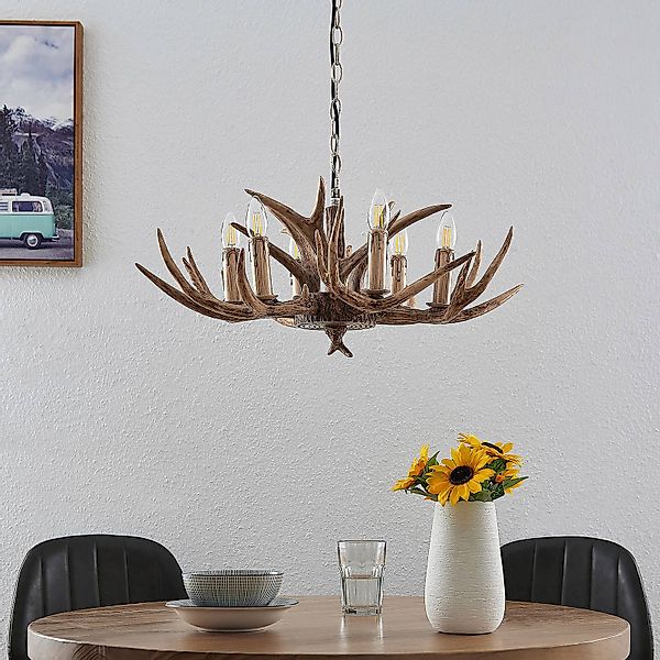 Lindby Tejask Hängelampe, Geweih, 6-fl., 70 cm, Kunststoff günstig online kaufen