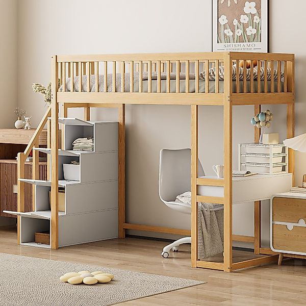 Odikalo Hochbett 90x200 Jugendbett Kinderbett mit günstig online kaufen