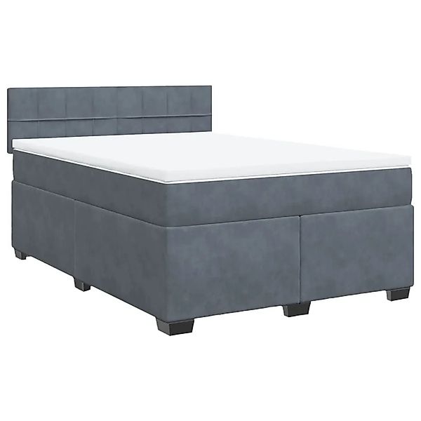 vidaXL Boxspringbett mit Matratze Dunkelgrau 140x190 cm Samt 3288607 günstig online kaufen