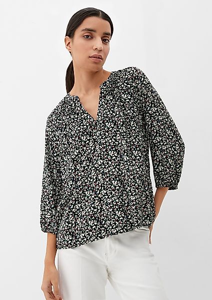 s.Oliver Langarmbluse Bluse mit Dobby-Struktur Raffung günstig online kaufen