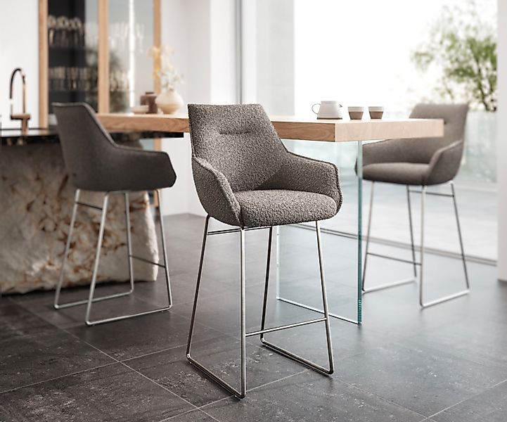 DELIFE Barhocker Alja-Flex, Kufengestell Edelstahl Bouclé günstig online kaufen
