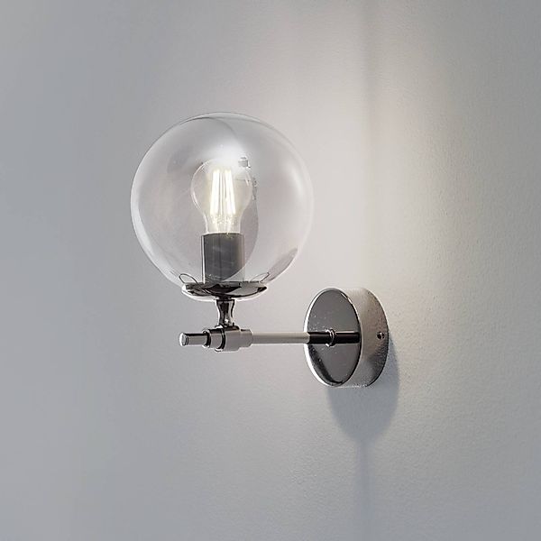 Wandleuchte Portemo, rauchgrau/nickel, Höhe 27 cm, Glas günstig online kaufen