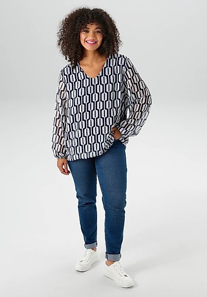 Aniston PLUS Schlupfbluse mit grafischen Druck günstig online kaufen