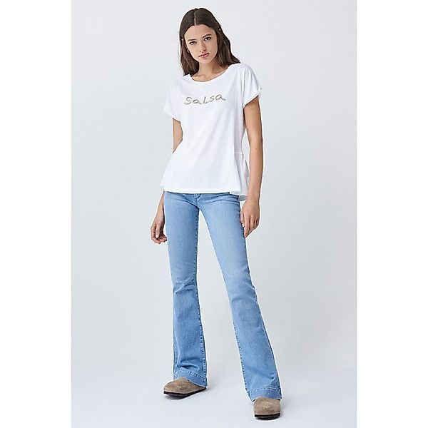 Salsa Jeans 125392-000 / Branding Sparkle Kurzarm T-shirt XS White günstig online kaufen