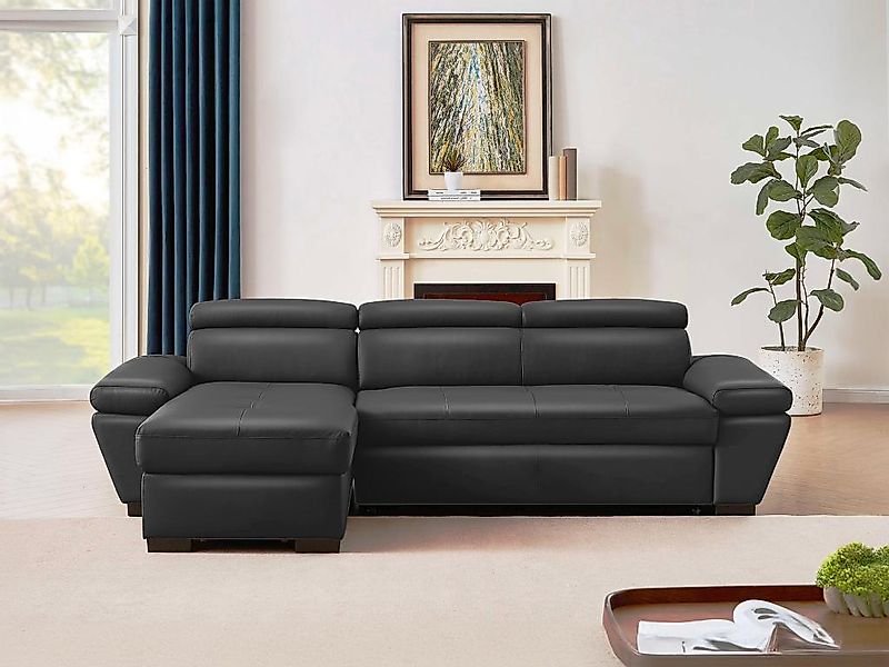 Ecksofa mit Schlaffunktion - Leder - Ecke Links - Anthrazit - JONOVA günstig online kaufen