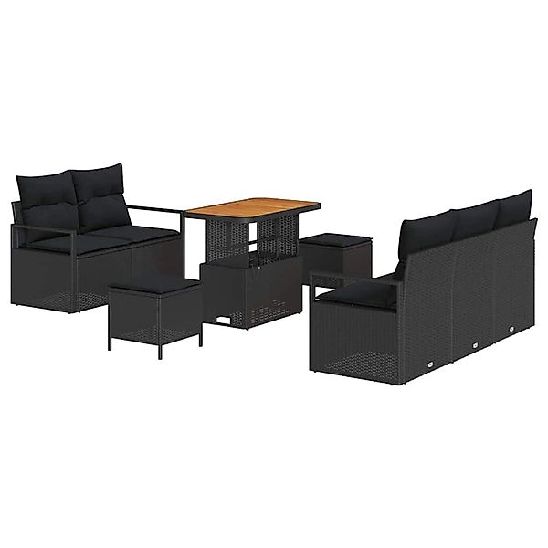 vidaXL Garten-Sofa-Set mit Kissen 8-Tlg Schwarz Poly Rattan 3362469 günstig online kaufen