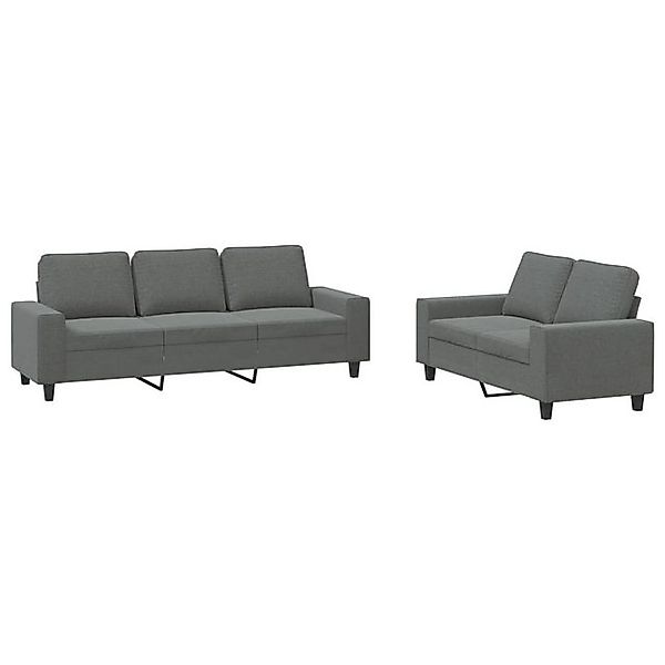 vidaXL Sofa, 2-tlg. Sofagarnitur Dunkelgrau Stoff günstig online kaufen