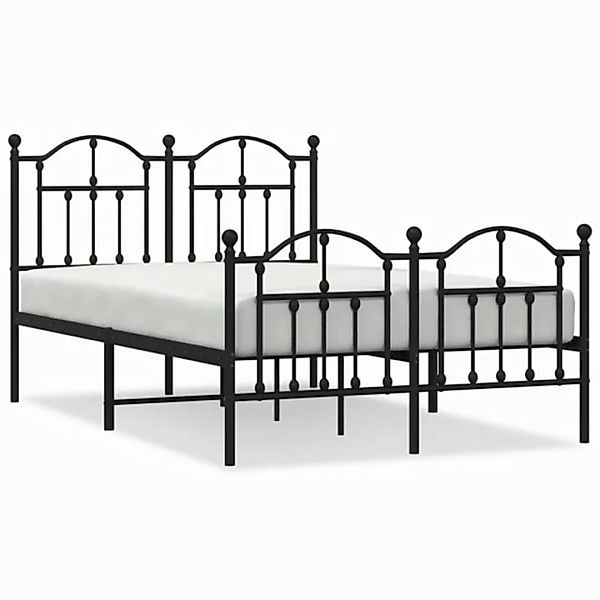 furnicato Bettgestell mit Kopf- und Fußteil Metall Schwarz 120x190 cm (1-tl günstig online kaufen