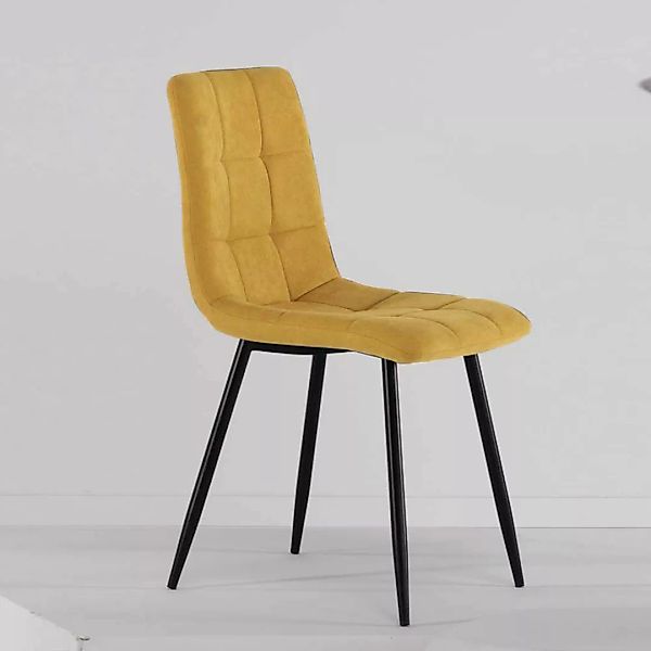 4 Stühle Esszimmer in Gelb und Schwarz aufwendigen Steppungen (4er Set) günstig online kaufen