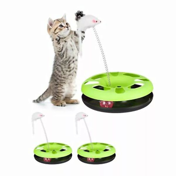 relaxdays 3 x Katzenspielzeug mit Maus grün günstig online kaufen