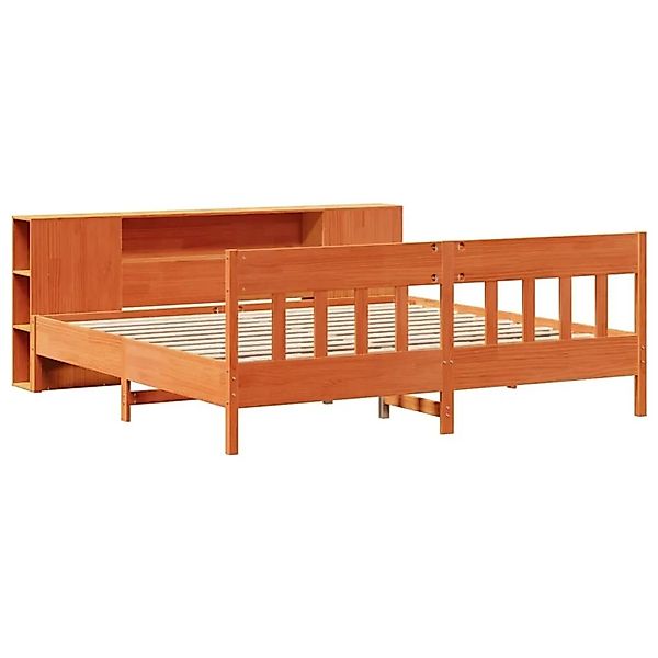 vidaXL Massivholzbett mit Regal ohne Matratze Wachsbraun 200x200 cm 3323172 günstig online kaufen