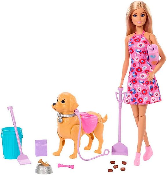 Barbie Anziehpuppe Barbie Hundespaziergang Spielset, mit Puppe günstig online kaufen