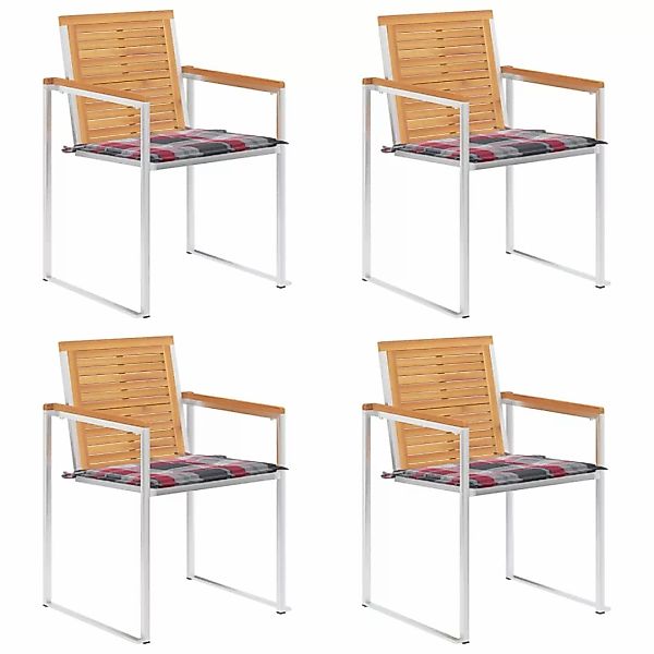 Gartenstühle 4 Stk. Mit Kissen Massivholz Teak günstig online kaufen